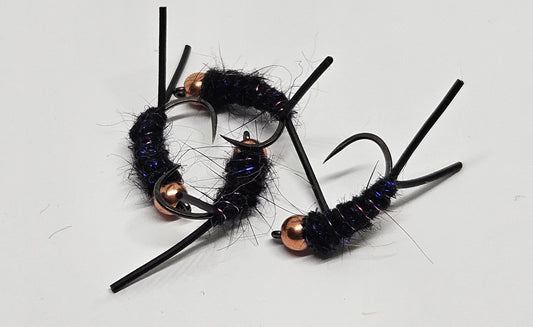 Black rubber leg pupa with copper head #10