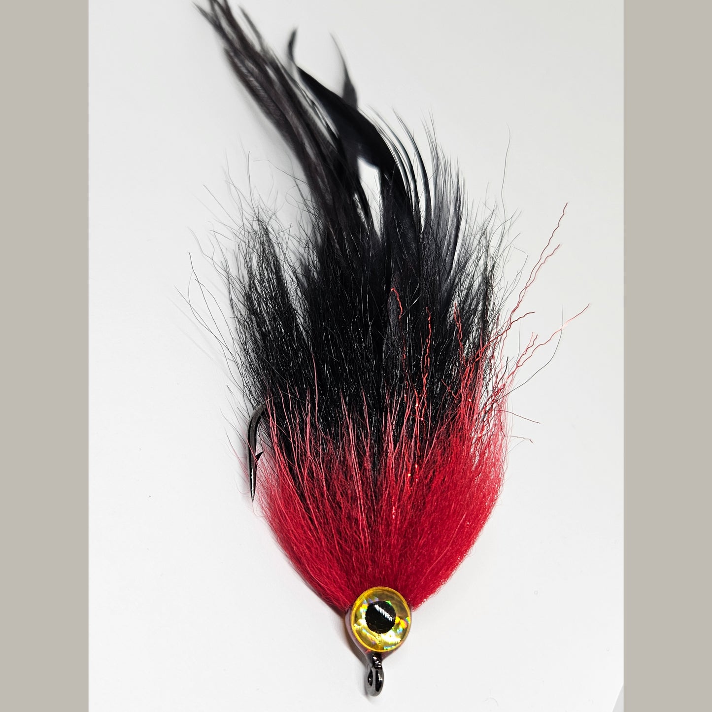 Black/red pike/musky predator fly